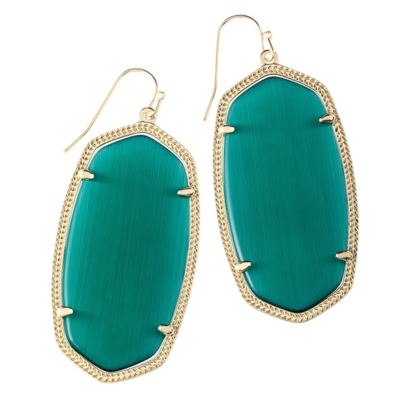 KENDRA SCOTT • Gold Danielle Green Cat’s Eye Earrings - Picture 1 of 2